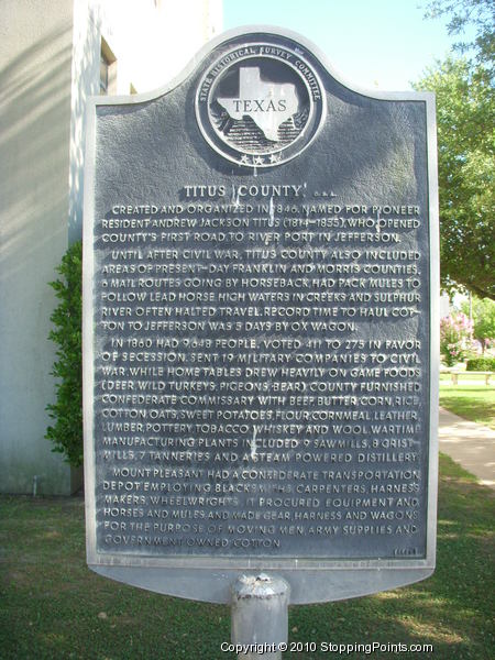 Titus County CSA Historical Marker