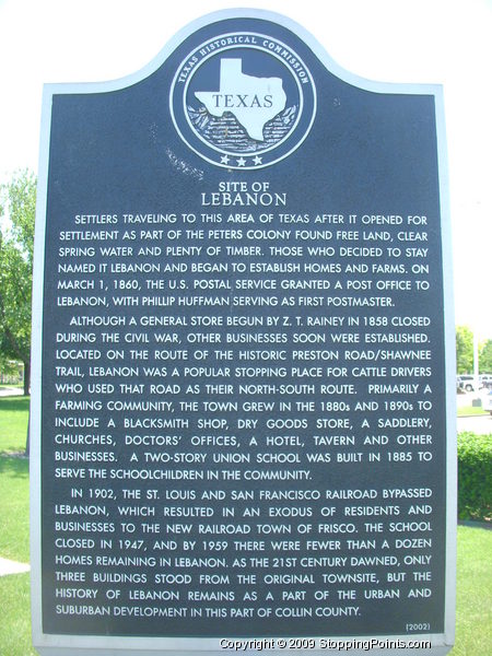 Lebanon, Texas Historical Marker