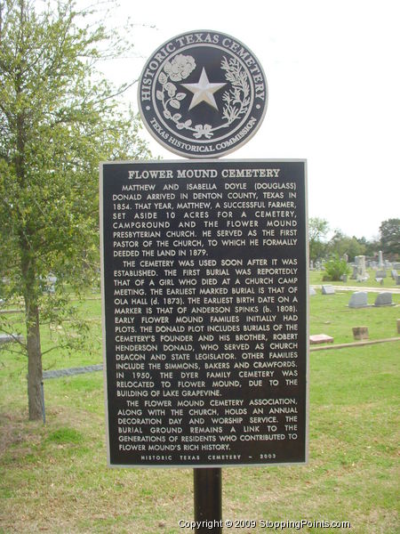 Flower Mound Cemetery Historical Marker