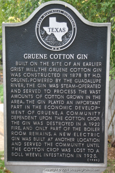 Gruene Cotton Gin Historic Marker
