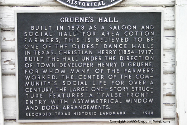 Gruene's Hall marker details