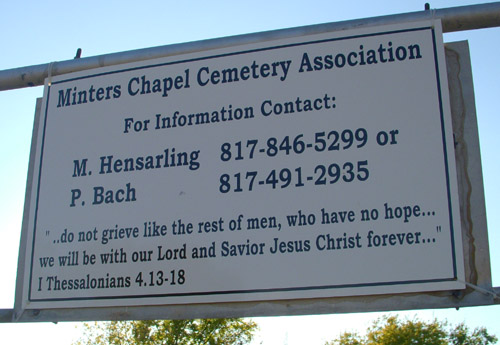 Minter's Chapel Cemetery Association sign