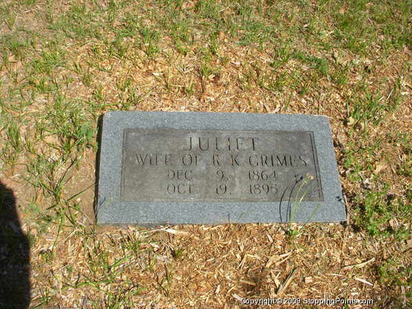 Juliet Grimes gravestone in Keller Texas