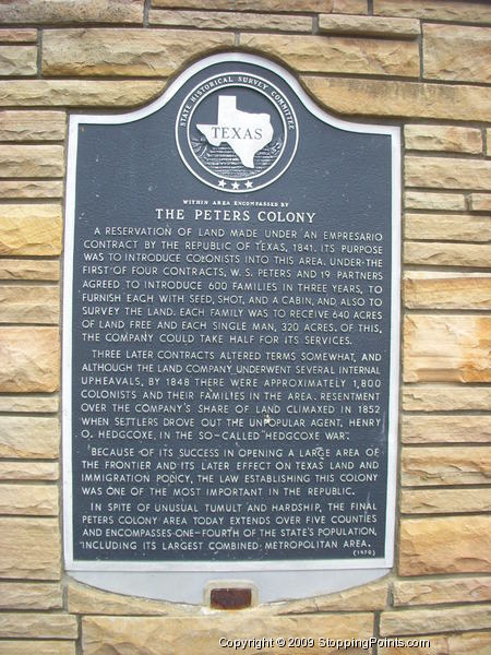 Peters Colony Historical Marker