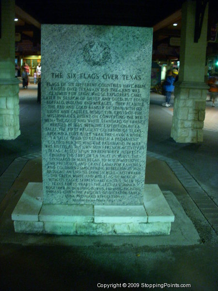 The Six Flags Over Texas Historical Marker