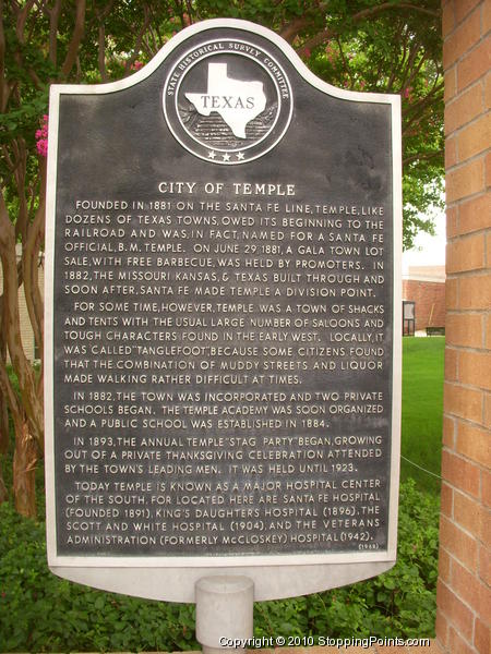 City of Temple Historical Marker