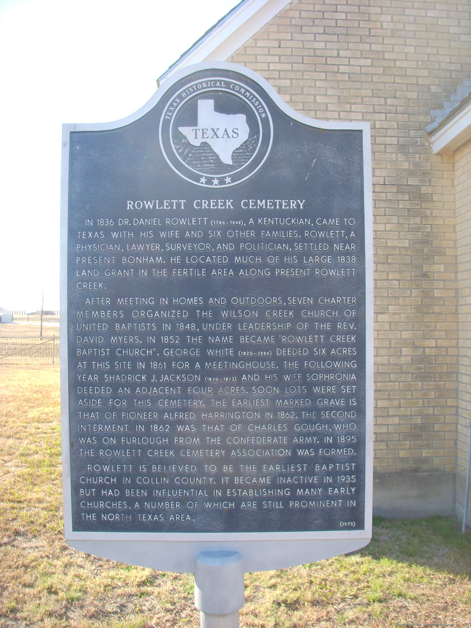 Rowlett Creek Cemetery Historical Marker