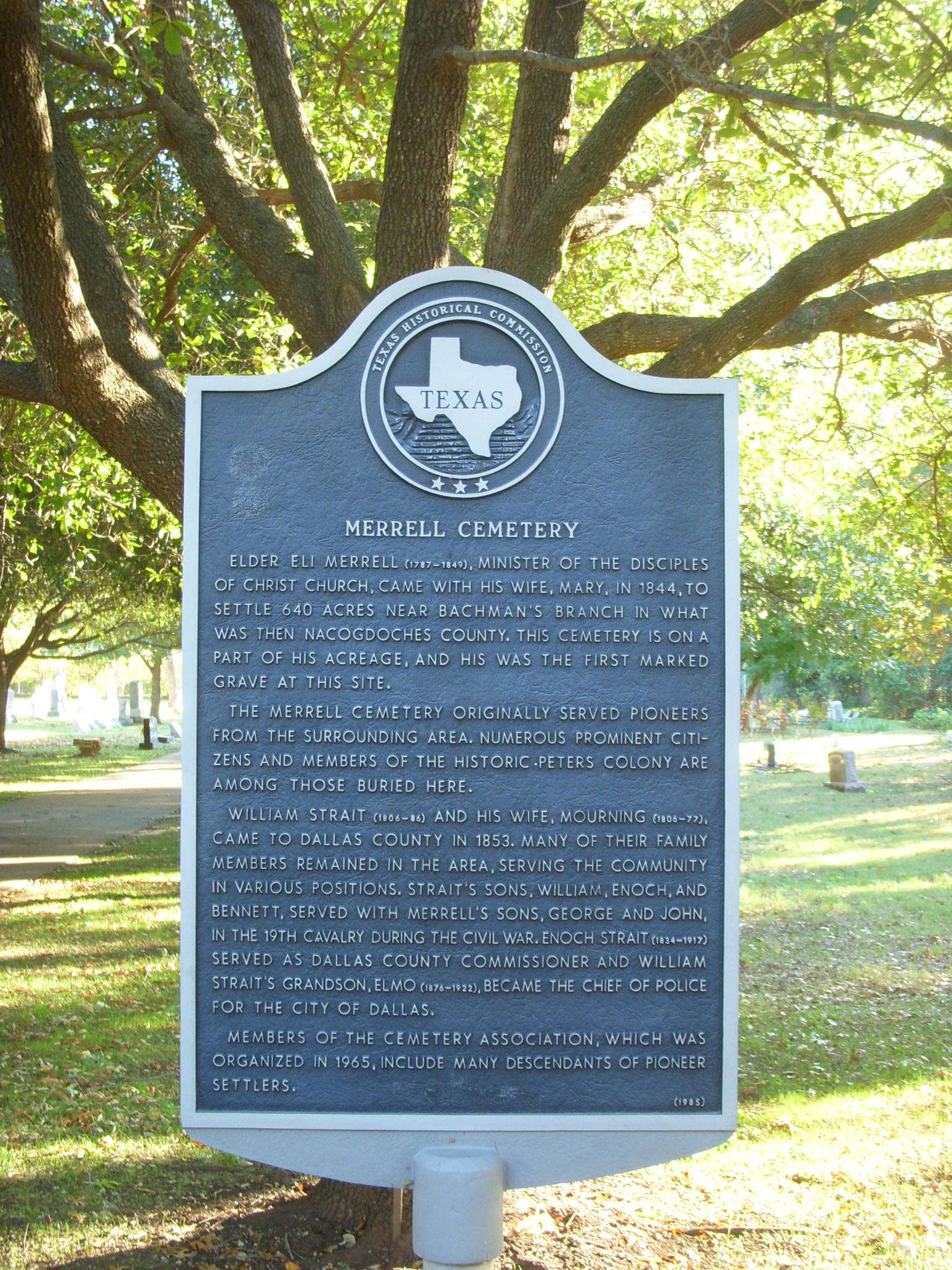 Merrel Cemetery Historical Marker