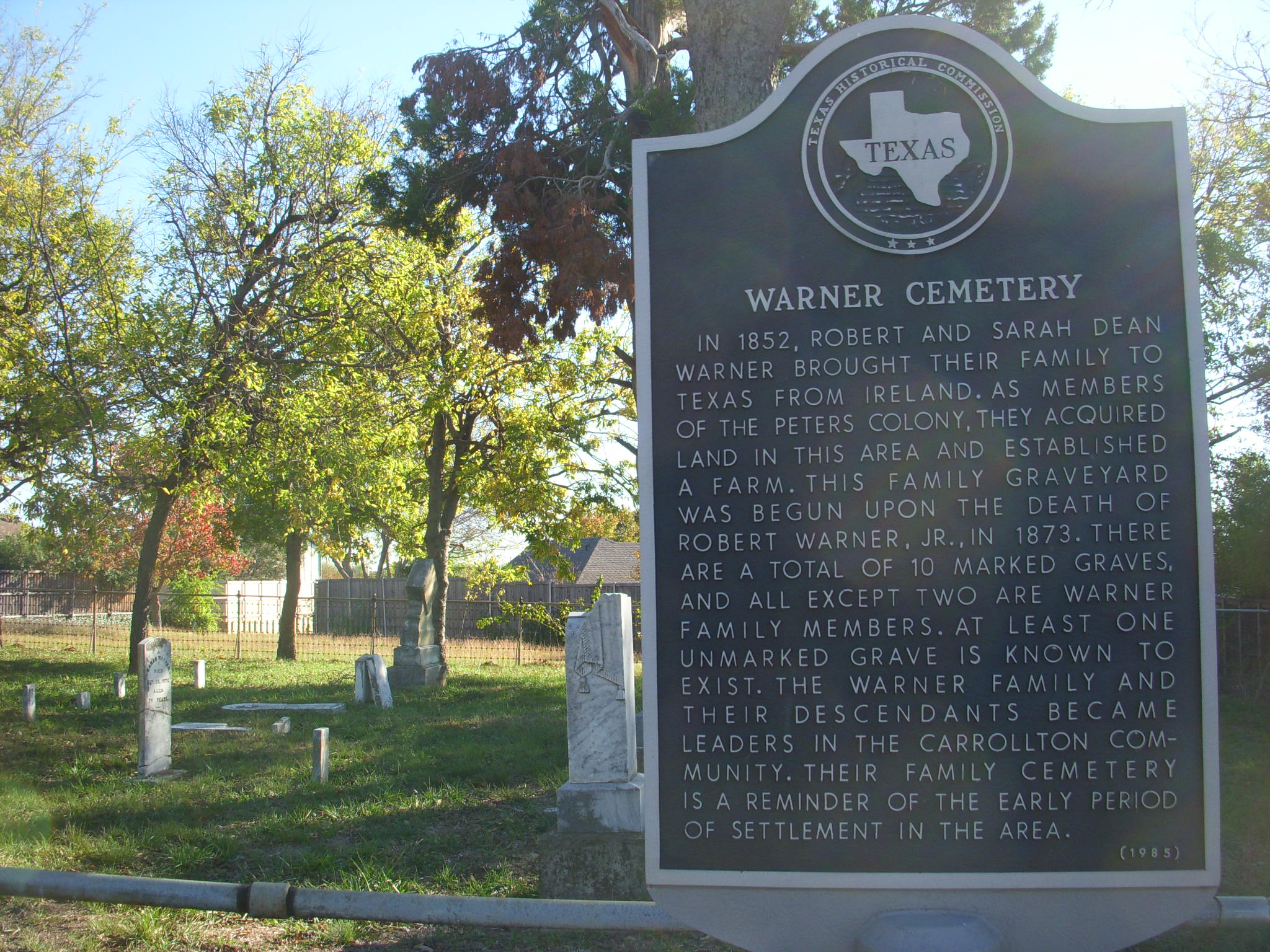 Warner Cemetery Historical Marker