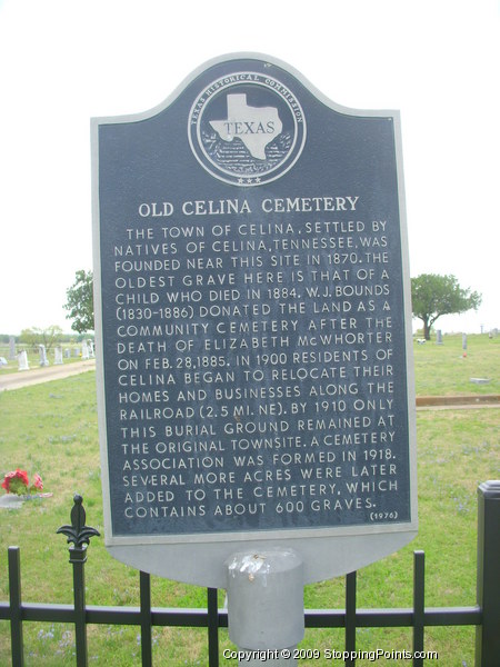 Old Celina Cemetery Historical Marker