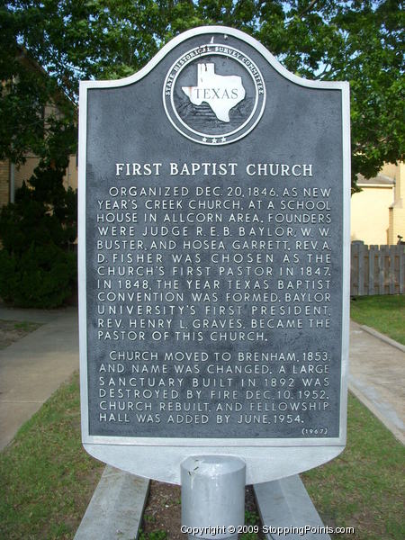 First Baptist Church Historical Marker