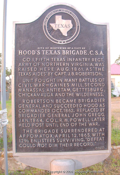 Hood's Brigade Historical Marker