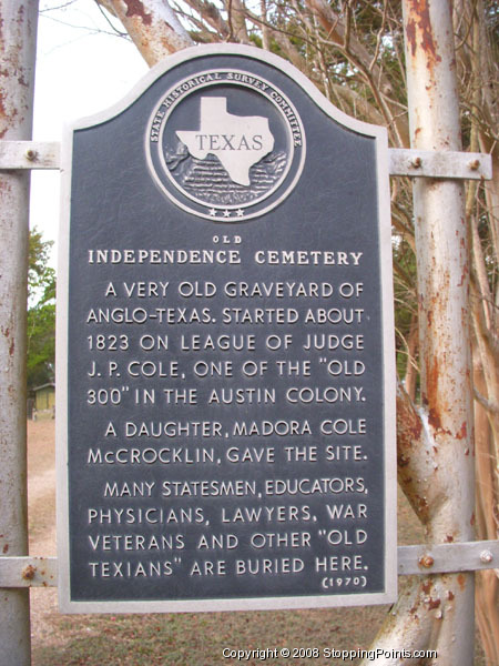 Independence Cemetery Historical Marker