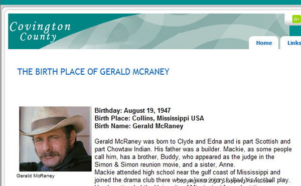 Birthplace of Gerald McRaney