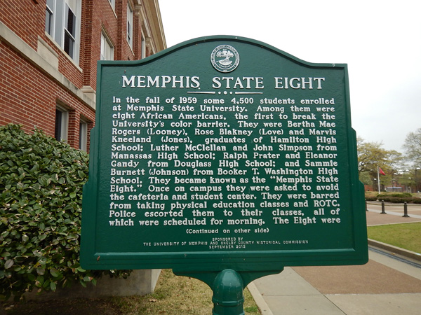 Memphis State Eight, Historical Marker (front)