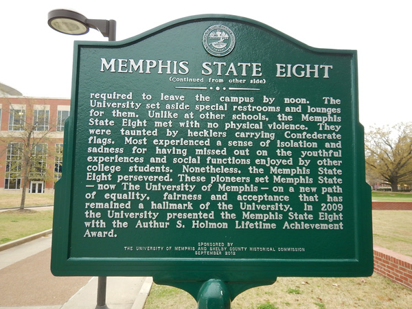 Memphis State Eight, Historical Marker (back)