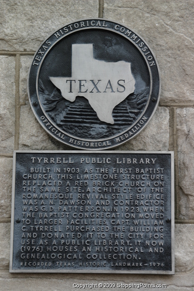 Tyrrell Public Library Historical Marker