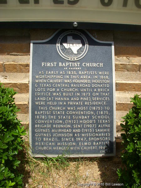 First Baptist Church of Calvert Historical Marker