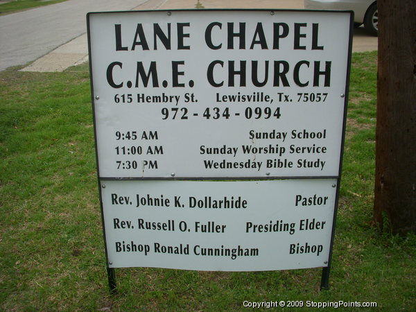Lane Chapel C.M.E. Church Sign