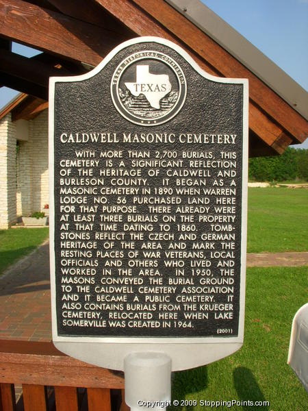 Caldwell Masonic Cemetery Historical Marker