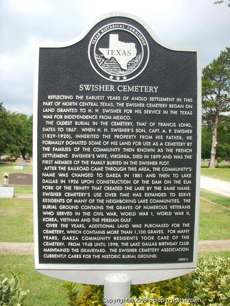 Swisher Cemetery Historical Marker