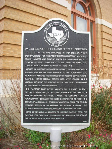 Palestine Post Office and Federal Building historical marker