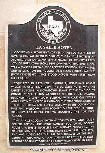 La Salle Hotel Historical Marker