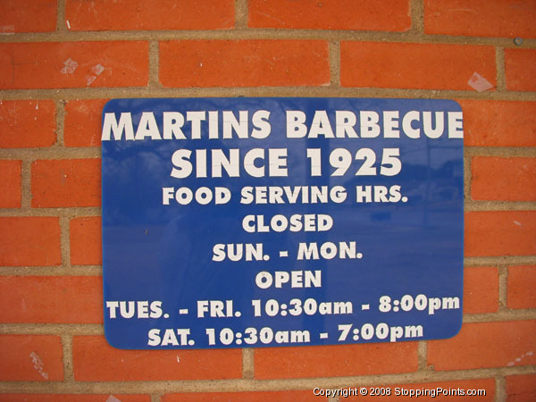 Martin's Barbeque Since 1925