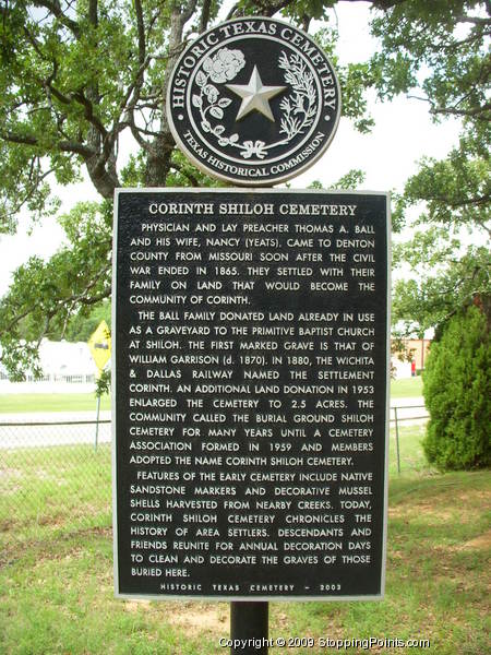 Corinth Shiloh Cemetery Historical Marker