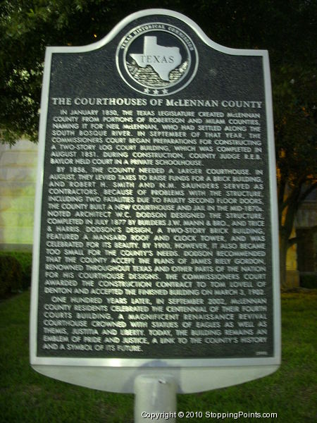 Courthouses of McLennan County Historical Marker