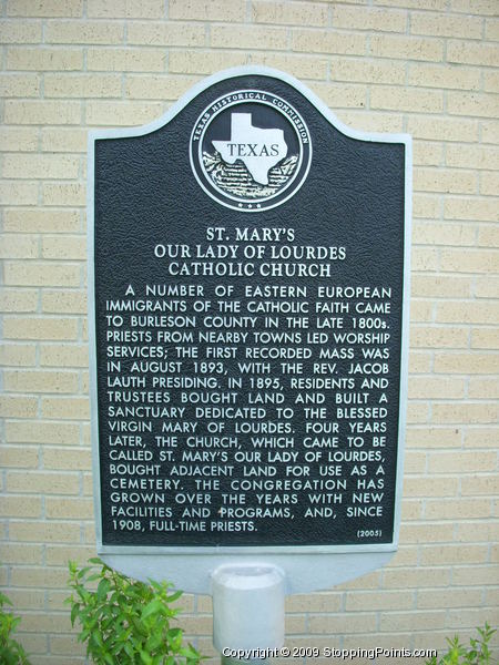 St. Mary's Our Lady of Lourdes Catholic Church Historical Marker