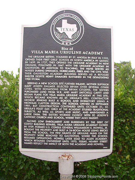 Site of Villa Maria Ursuline Academy Historical Marker