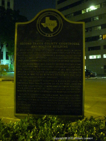 Second Travis County Courthouse Historical Marker