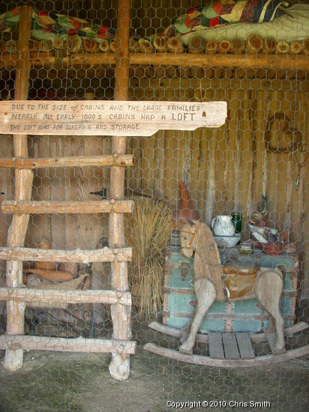 Ladder inside building at Fort Parker