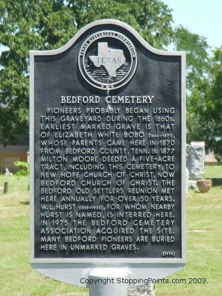 Bedford Cemetery Historical Marker