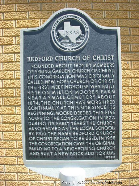 Bedford Church of Christ Historical Marker