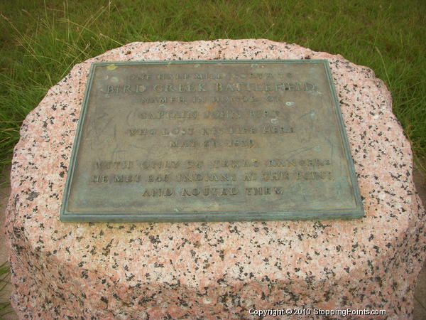 One Mile North To Bird Creek Battlefield Plaque