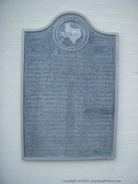 Security Bank and Trust Company Historical Marker