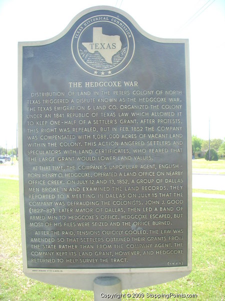 Hedgcoxe War Historical Marker