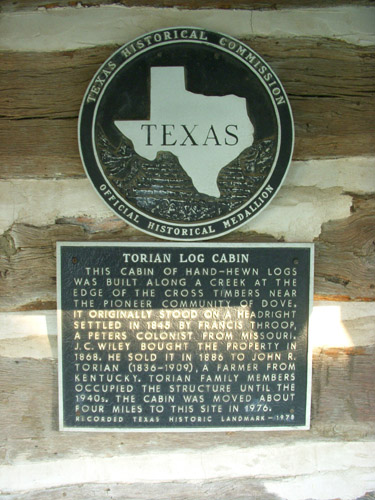 Torian Log Cabin marker