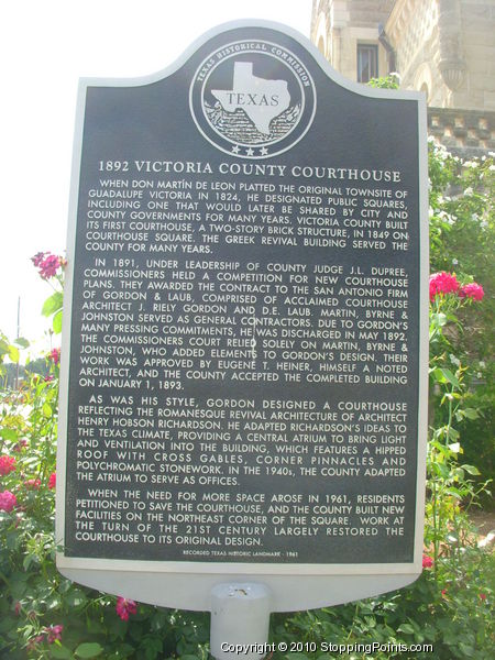 1892 Victoria County Courthouse Historical Marker