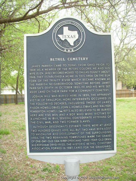 Bethel Cemetery Historical Marker