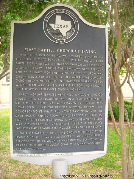 First Baptist Church of Irving Historical Marker