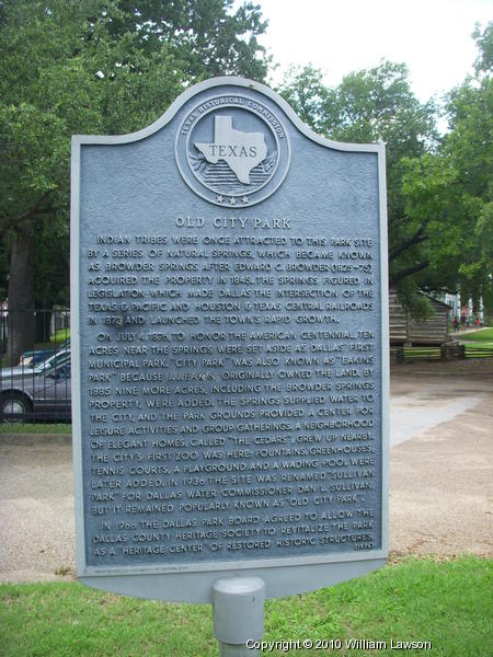 Old City Park Historical Marker