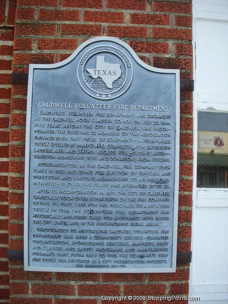 Caldwell Volunteer Fire Department Historical Marker