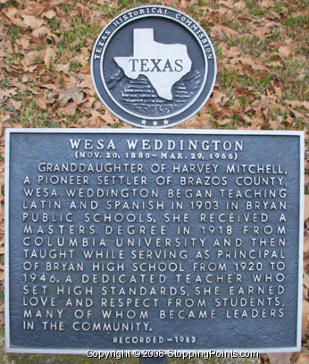 Wesa Weddington Historical Marker