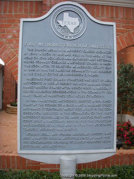 First Methodist Church Historical Marker Palestine