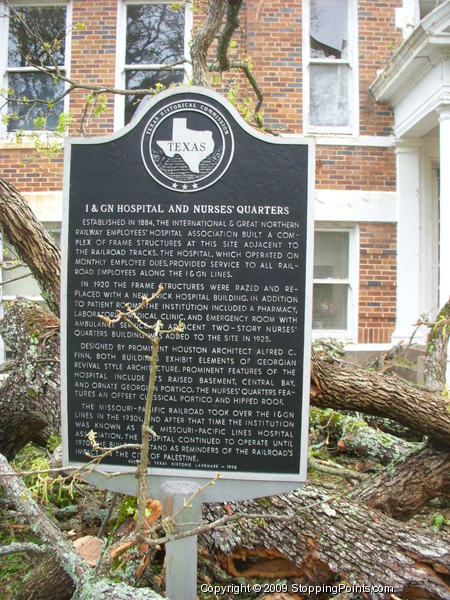 I & GN Railroad Hospital Historical Marker